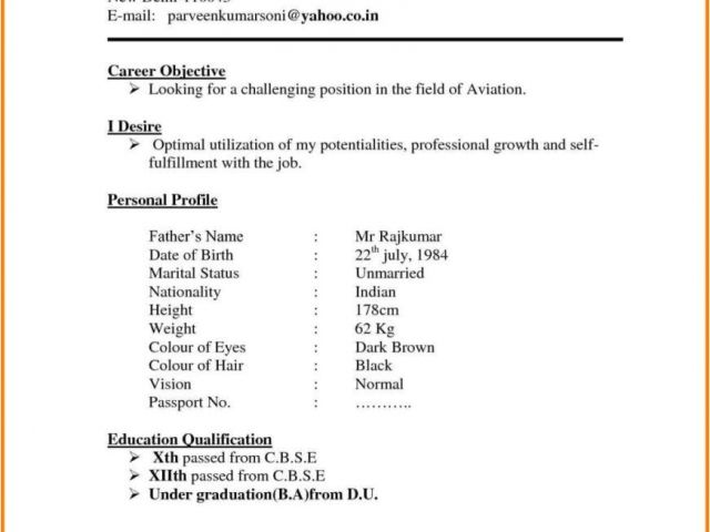 normal indian resume format