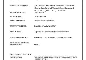 Indian Simple Resume format Doc Matrimonial Resume format India Best Of Marriage Resume