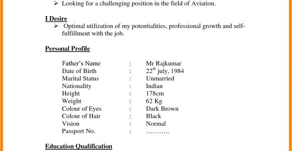 Indian Simple Resume format Download 7 Cv Indian format theorynpractice