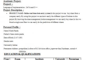 Indian Simple Resume format Simple Resume for Engineering Students