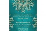 Indian Wedding Card Invitation Template Teal and Gold Indian Style Wedding Invitation Zazzle Com