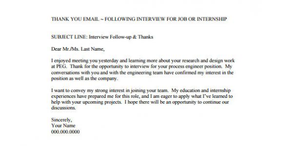 Internal Interview Thank You Email Template 14 Thank You Email after Interview Doc Excel Pdf
