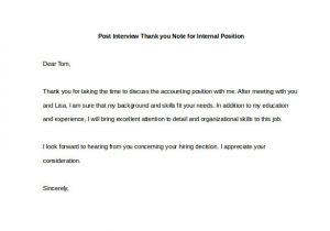 Internal Interview Thank You Email Template 8 Post Interview Thank You Notes Free Sample Example