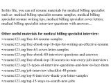 Internal Job Interview Resume top 8 Medical Billing Specialist Resume Samples