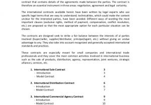 International Trade Contract Template International Contracts Models