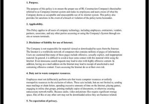 Internet and Email Policy Template Internet Usage Policy for Employee Company Template