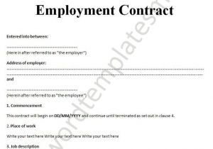 Internship Employment Contract Template Printable Sample Employment Contract Sample form Laywers