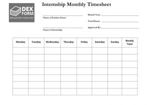 Internship Schedule Template Internship Monthly Timesheet Template In Word and Pdf formats