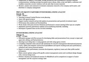 Investor Relations Resume Sample Investor Relations Analyst Resume Samples Velvet Jobs