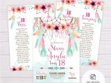 Invitation Card for 18th Birthday Background Pink Green Bohemian Debut Invitation Template Debut