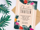 Invitation Card for 18th Birthday Background Tropical Birthday Invitations Tropical Birthday Invite