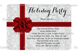 Invitation Card for Xmas Party Red Gift Bow Holiday Party Invitations Zazzle Com