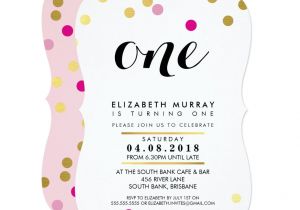 Invitation Card for Your Birthday Party Pretty 1st Birthday Party Invite Pink Gold Spot Zazzle Com