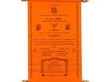 Invitation Card In Marathi format orange Satin Scrolls with Images Wedding Invitations Uk