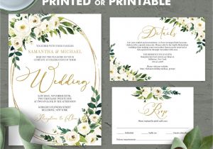 Invitation Card Printing Near Me Greenery Wedding Invitation Printed or Printable Invitation