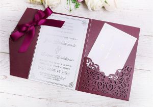 Invitation Card Size In Cm 2019 New 3 Folds Wedding Burgundy Invitations Cards with