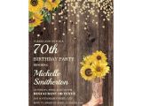 Invitation Card Yellow 60th Birthday Rustic Sunflower Boots Glitter 70th Birthday Invitation