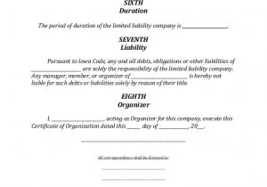 Iowa Llc Certificate Of organization Template Iowa Llc formation Document