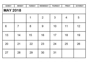 Is there A Calendar Template In Word May 2018 Calendar Word Printable