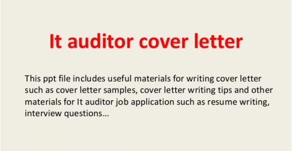 It Auditor Cover Letter It Auditor Cover Letter