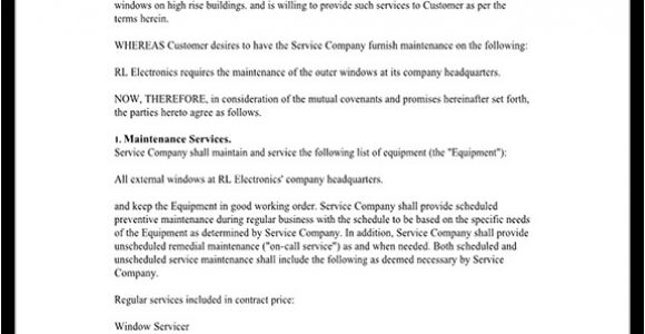 It Maintenance Contract Template Free Maintenance Contract Maintenance Service Contract