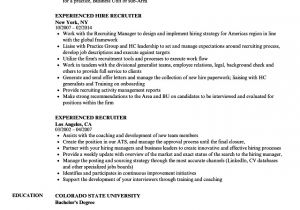 It Recruiter Sample Resume Experienced Recruiter Resume Samples Velvet Jobs