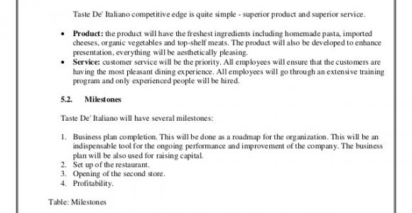 Italian Restaurant Business Plan Template Italian Restaurant Business Plan Template