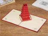 Japanese Maple Pop Up Card Diy 3d Pop Up Greeting Card Chinese Character Building Big Wild Goose Pagoda Greeting Card tourist Greeting Card Birthday Card Commemorative Card Gift