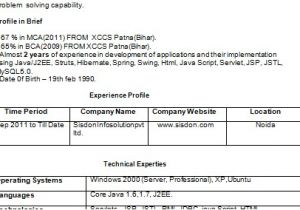 Java Sample Resume 4 Years Experience Java J2ee 2 Years Experience Resume