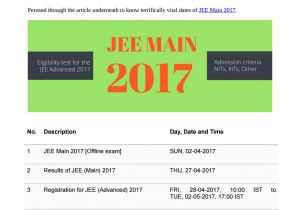 Jee Main Paper 1 Admit Card Jee Main 2017 Important Dates by Entrancezone issuu