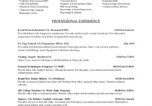 Job Description Of Emt Basic for Resume Da and Emt Resume