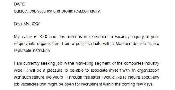 Job Inquiry Email Template Inquiry Letter 7 Free Doc Download