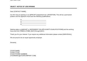 Job Opening Email Template Notice Of Job Opening Letter Template Sample form