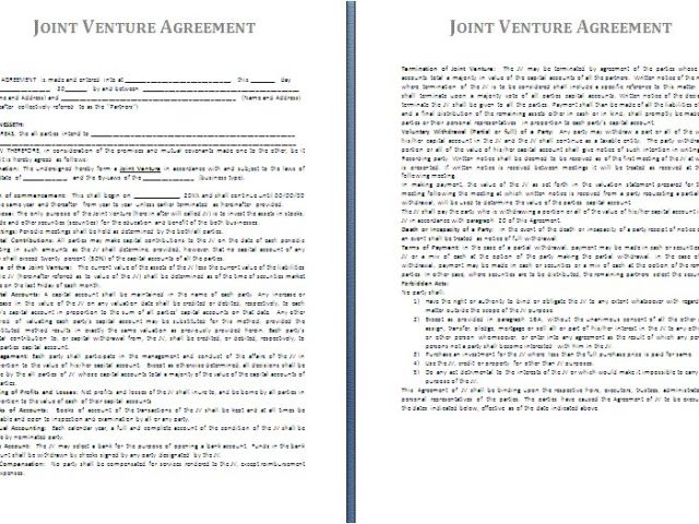 Joint Venture Business Plan Template 3 Sample Joint Venture ...