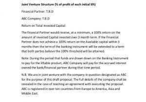 Joint Venture Email Template Proposal for Financial Joint Venture Partner