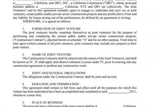 Joint Venture Email Template Sample Joint Venture Agreement 11 Documents In Pdf Word