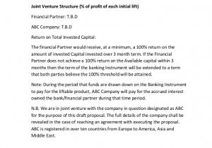 Joint Venture Proposal Template Proposal for Financial Joint Venture Partner