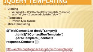 Jquery Templating Jquery Templating and Datalinking