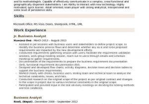 Junior Business Analyst Sample Resume Sample Cv for Junior Business Analyst Capita It