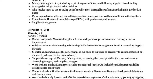 Junior Buyer Resume Sample Junior Buyer Resume Samples Velvet Jobs