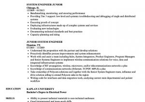Junior Engineer Resume Junior System Engineer Resume Samples Velvet Jobs