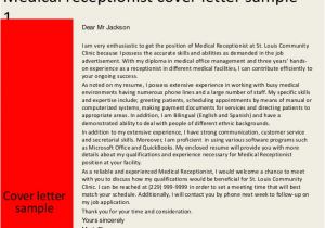 Junior Receptionist Cover Letter Sample Of Cover Letter for Receptionist Resume