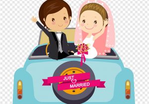 Just Married Card Wedding Car Groom and Bride Illustration Wedding Invitation Wedding