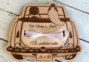 Just Married Card Wedding Car Wedding Car Gift Box for Money Woodener Shop