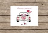 Just Married Card Wedding Car Wedding Card Bride and Groom Card Celebration Card Just
