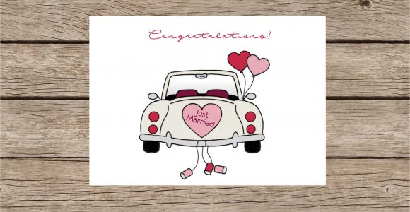 Just Married Card Wedding Car Wedding Card Bride and Groom Card Celebration Card Just