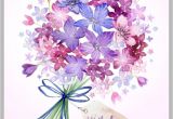 Kate Spade Happy Birthday Card Bouquet Tag Valentines Watercolor Floral Painting