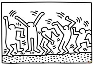 Keith Haring Figure Templates Dancing Figures by Keith Haring Coloring Page Free