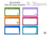 Kid Business Card Template Diy Printable Kids Info Cards Template