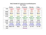 Kindergarten Timetable Template Pin Daily Schedule for Grades Pre K and Kindergarten On